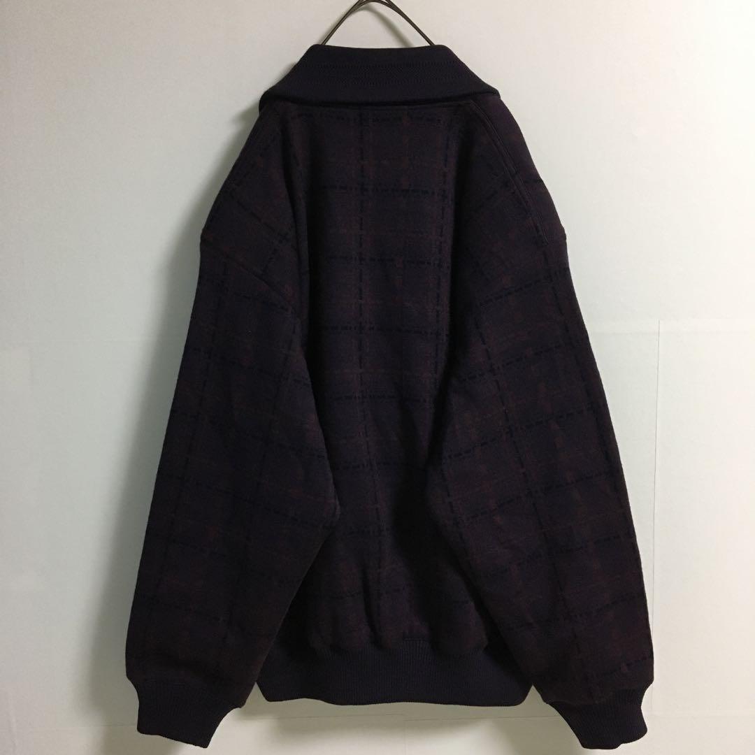 デッドストック ダークパープル ショールカラー ウールジャケット レトロ 濃紫