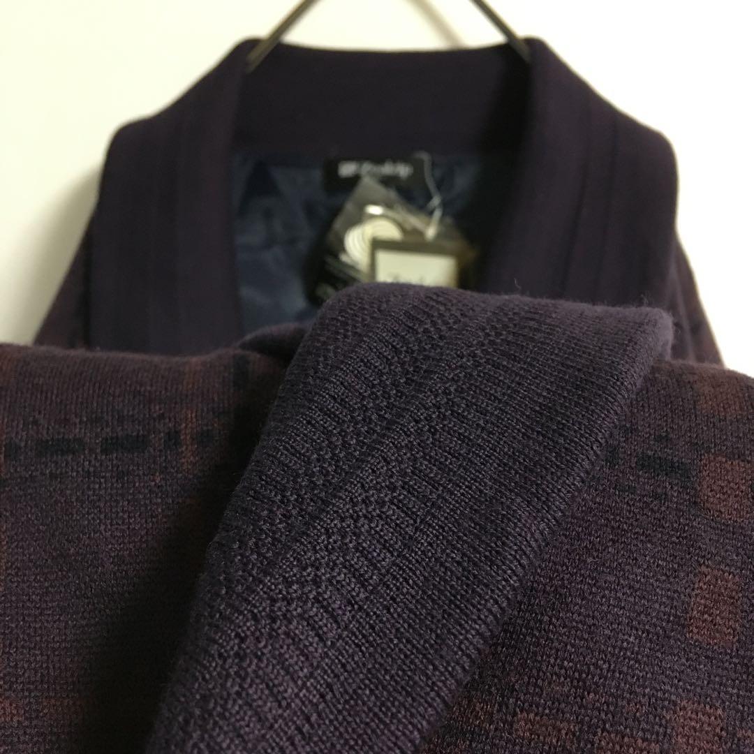 デッドストック ダークパープル ショールカラー ウールジャケット レトロ 濃紫