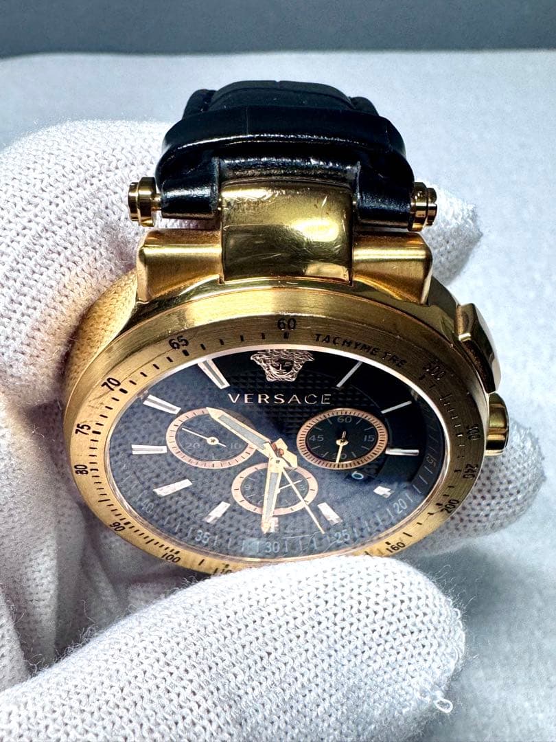 Versace クロノグラフ腕時計 黒/金