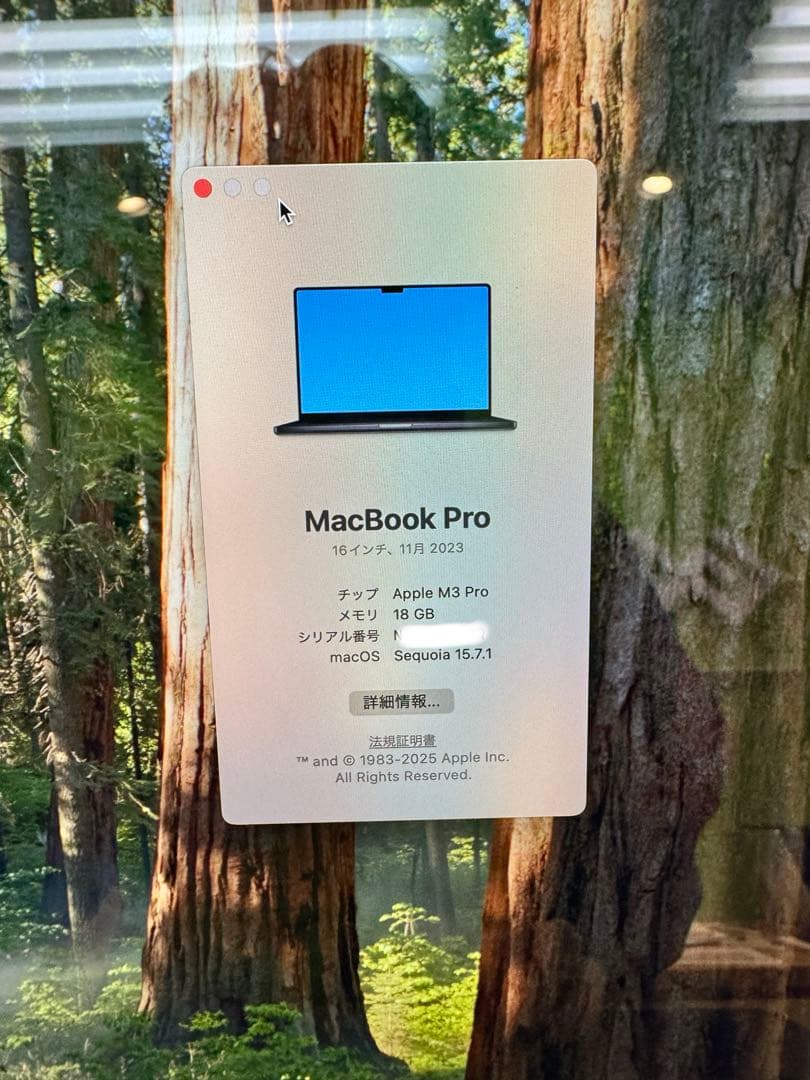 MacBook Pro M3 Pro 16インチ 18GB SSD 512GB