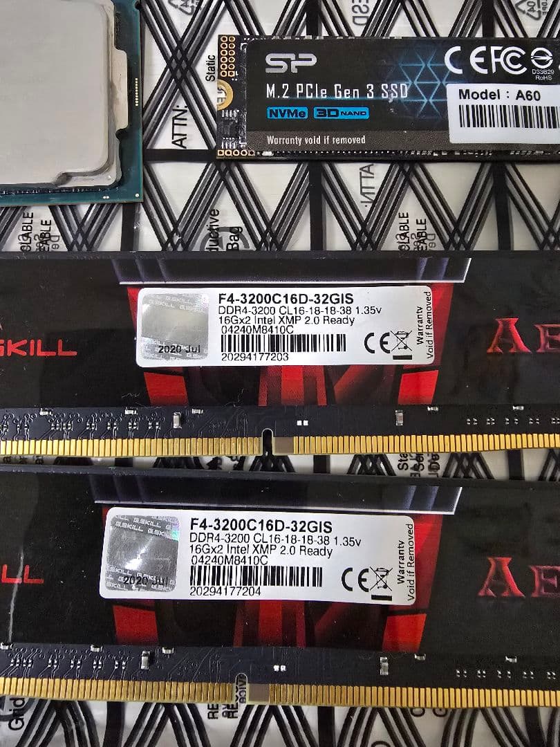 i5-8500, DDR4-3200 32GB, SSD 512GB3点セット