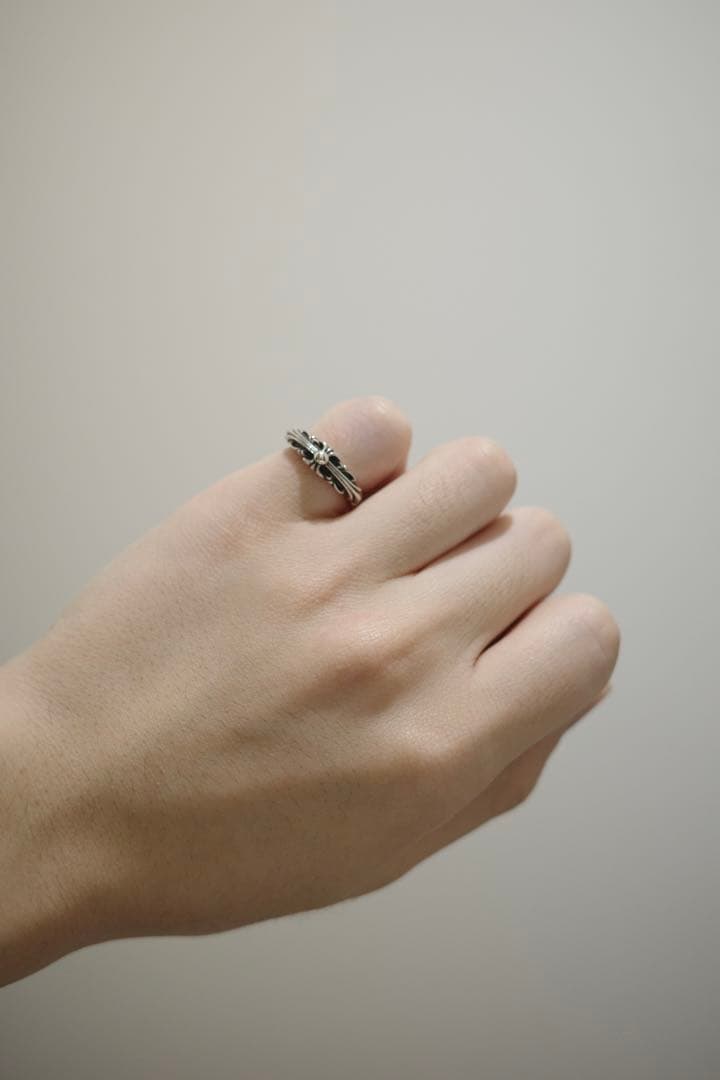 【インボイス有】クロムハーツ ベイビークラシックフローラルクロスリング　US5