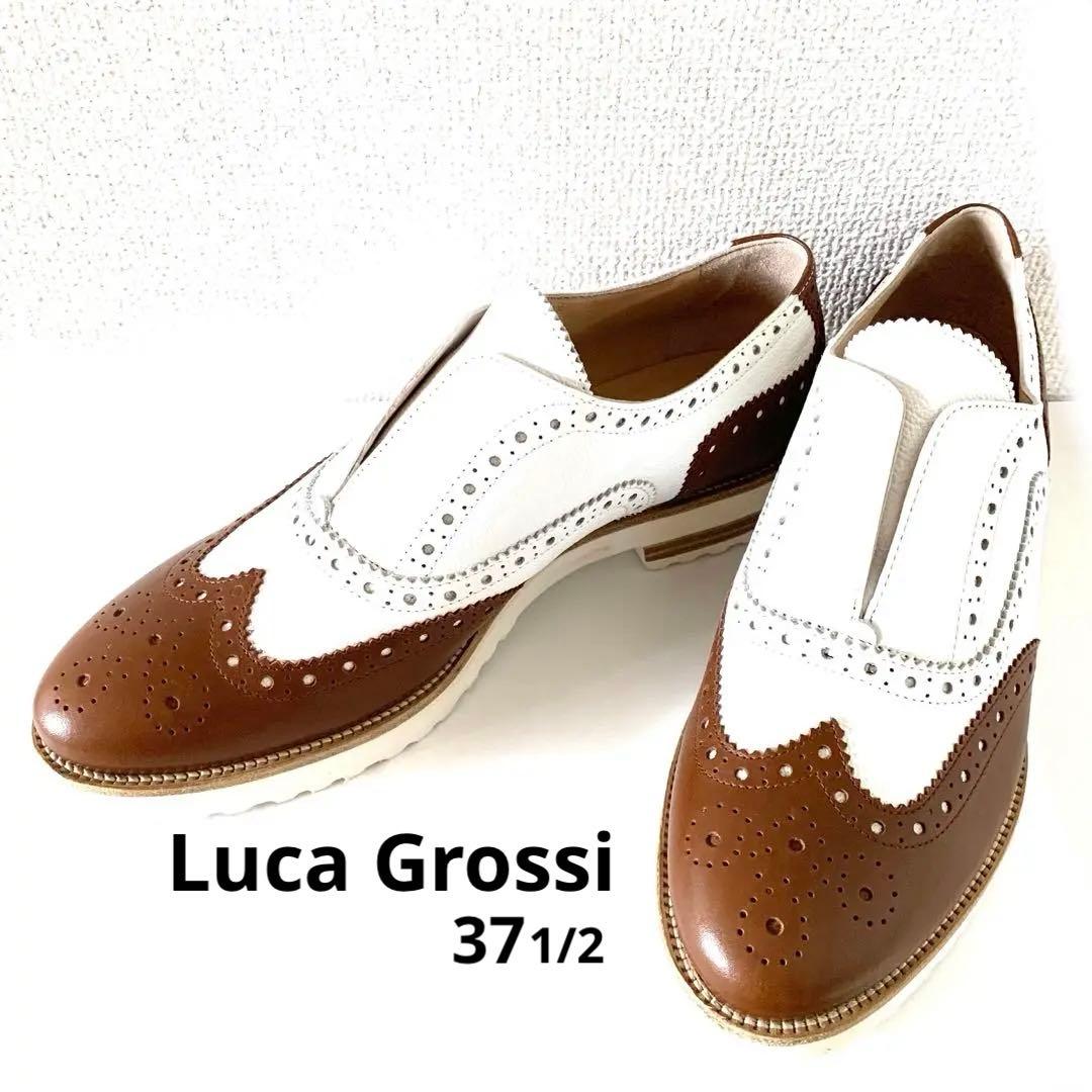 【未使用級】 ルカグロッシ ローファー　メダリオン マニッシュ　本革　イタリア製