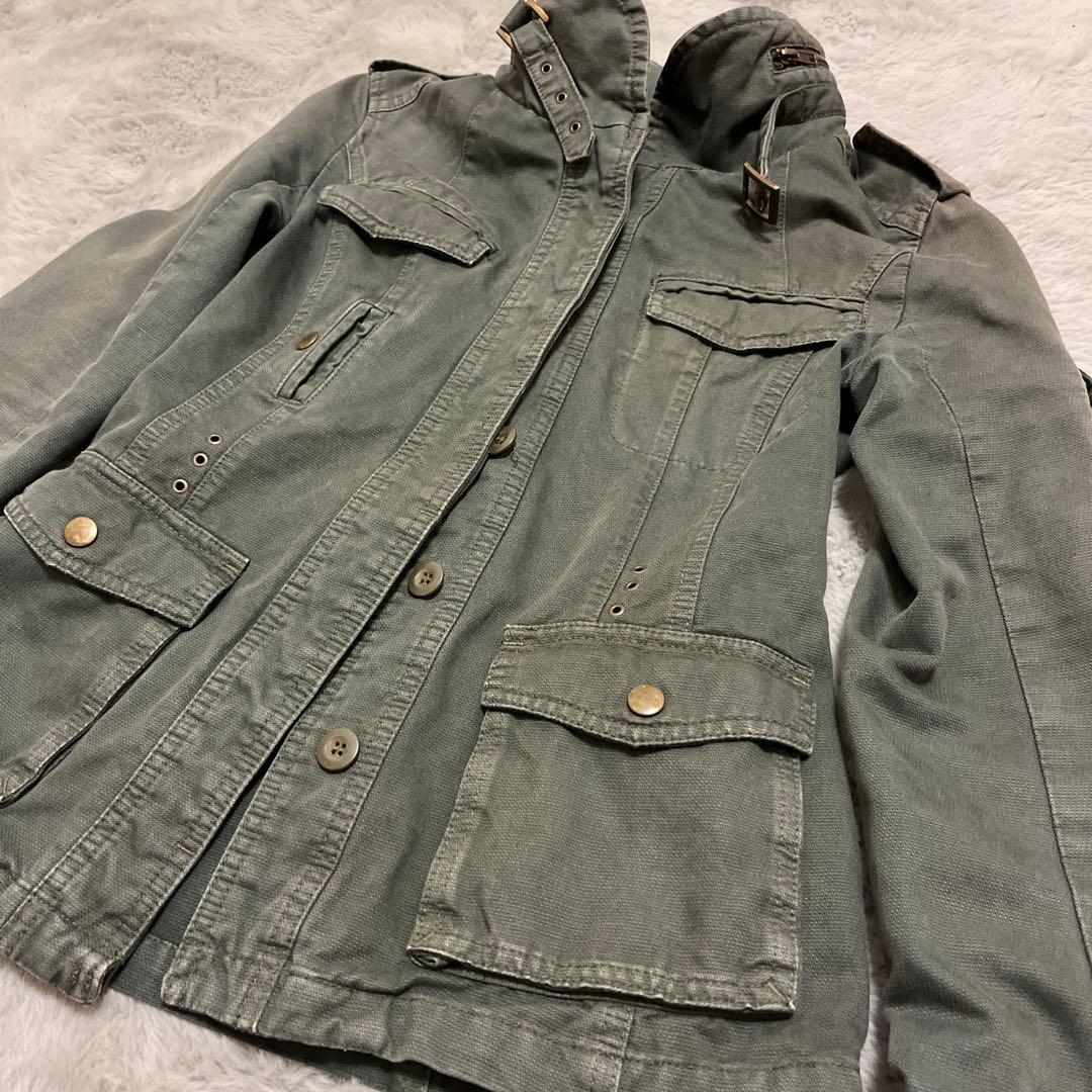 Y2K グランジ パンク ロック ミリタリージャケット カーキ