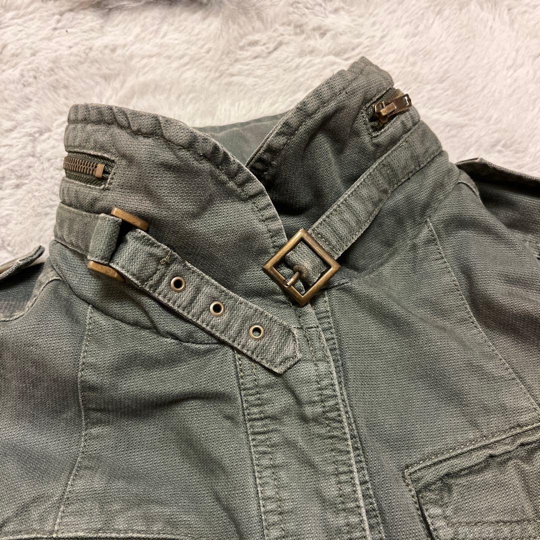 Y2K グランジ パンク ロック ミリタリージャケット カーキ