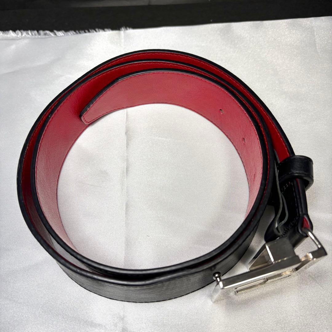 激レア【FENDI】ベルト バックルロゴ ズッカ ブラック レッド レザー