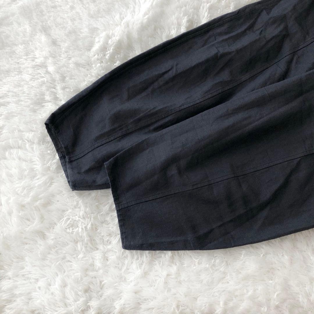 ヨーガンレール トップス チャイナ ノーカラー 2way ネイビー シルク M