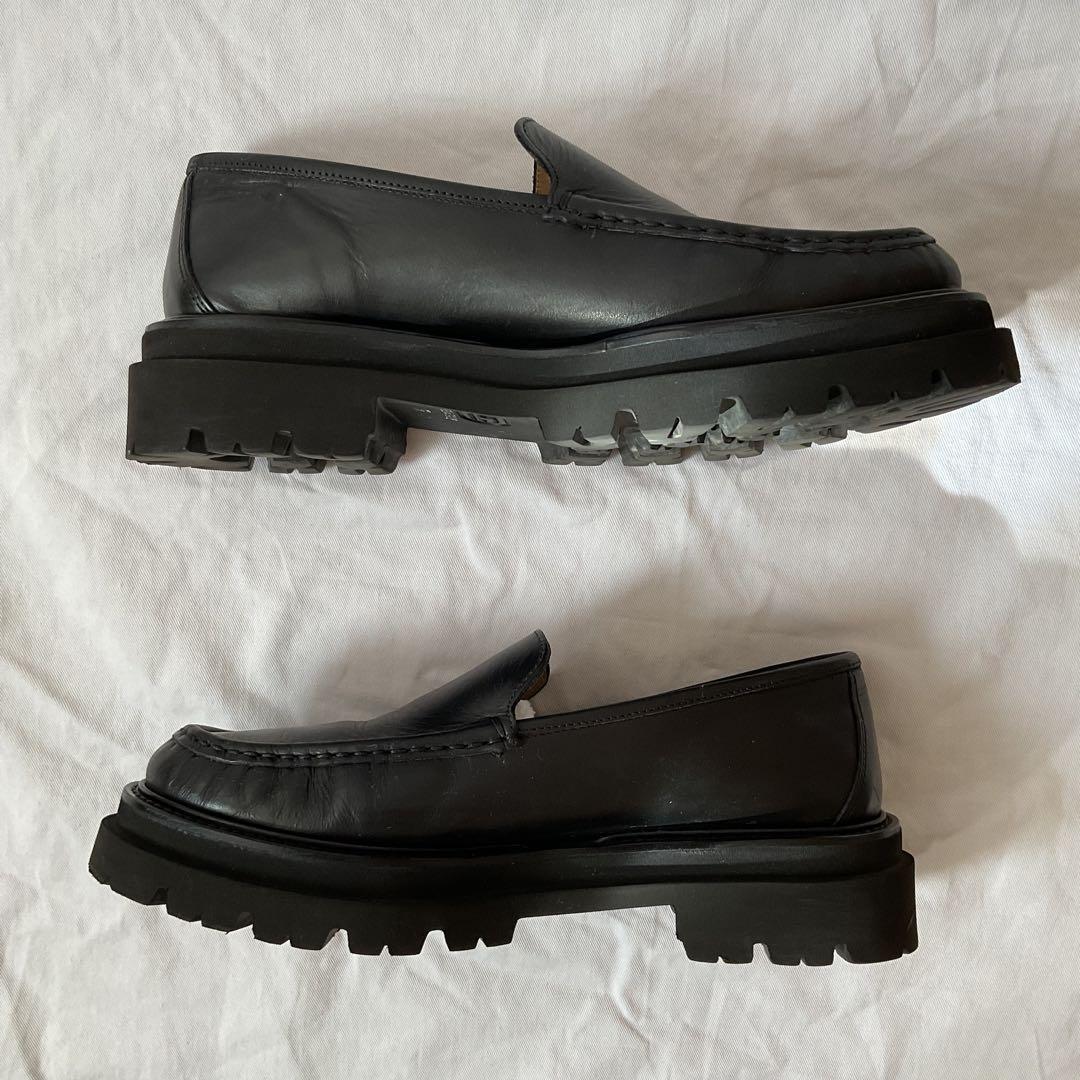 美品 パスクッチ 37 23.5 ローファー 厚底 ボリュームソール レザー 黒