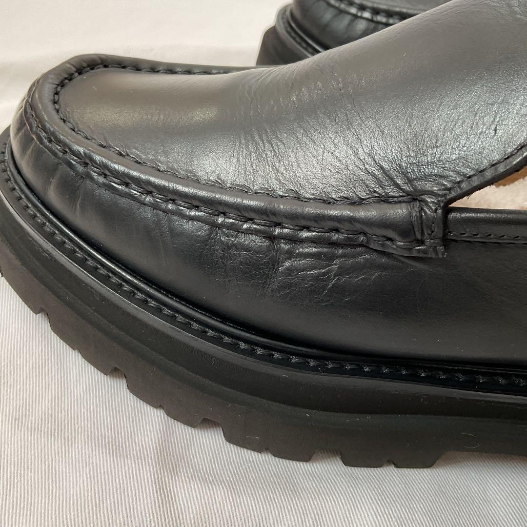 美品 パスクッチ 37 23.5 ローファー 厚底 ボリュームソール レザー 黒
