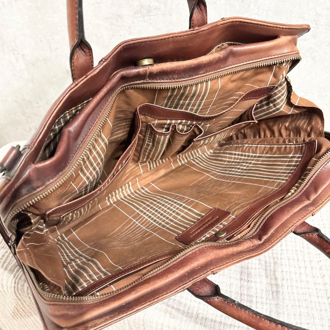 マザーハウス ビジネスバッグ 2way アンティーク レザー ブラウン
