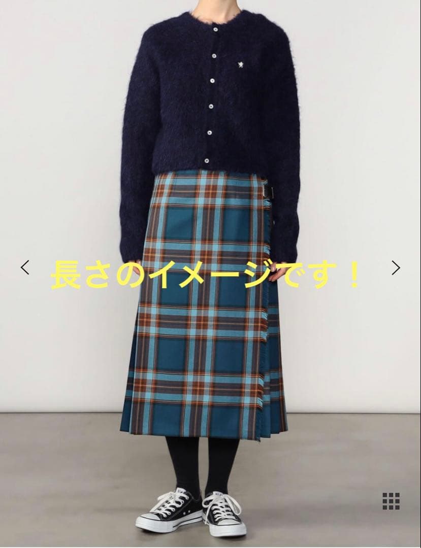 【美品】オニールオブダブリン　チェック柄プリーツスカート　黒×黄色