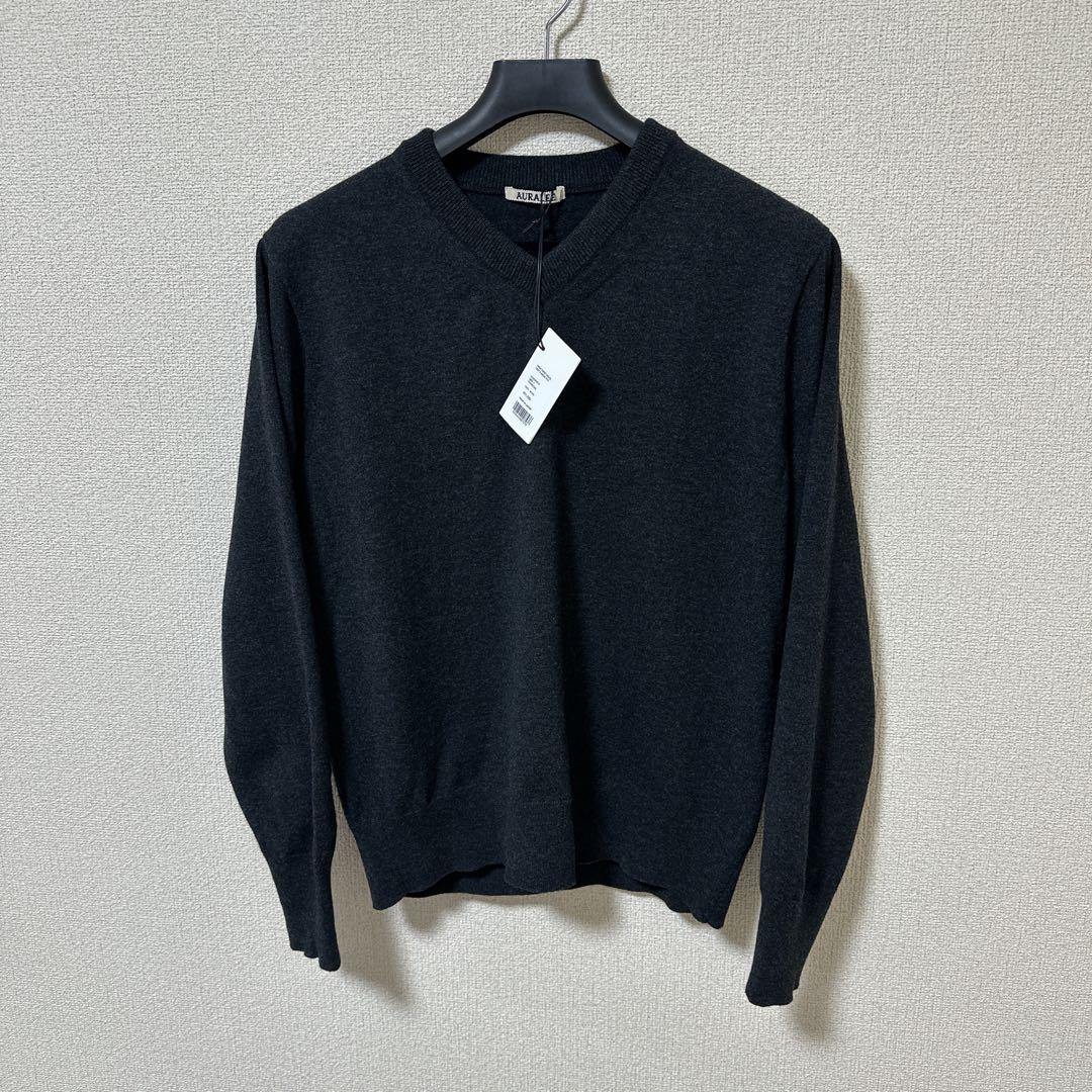 トップス AURALEE HIGH TWIST WOOL KNIT V-NECK P/O4
