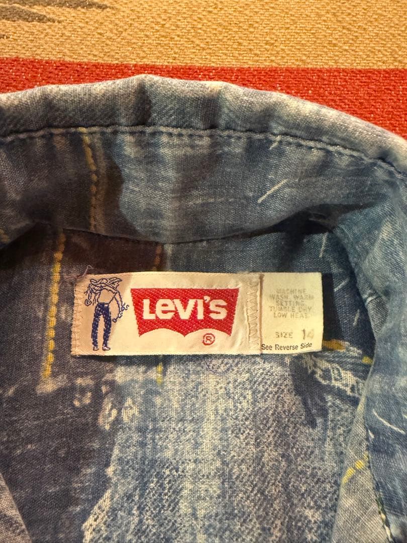 60s〜70s USA製 Levi's パッチワーク風シャツ sizeS位