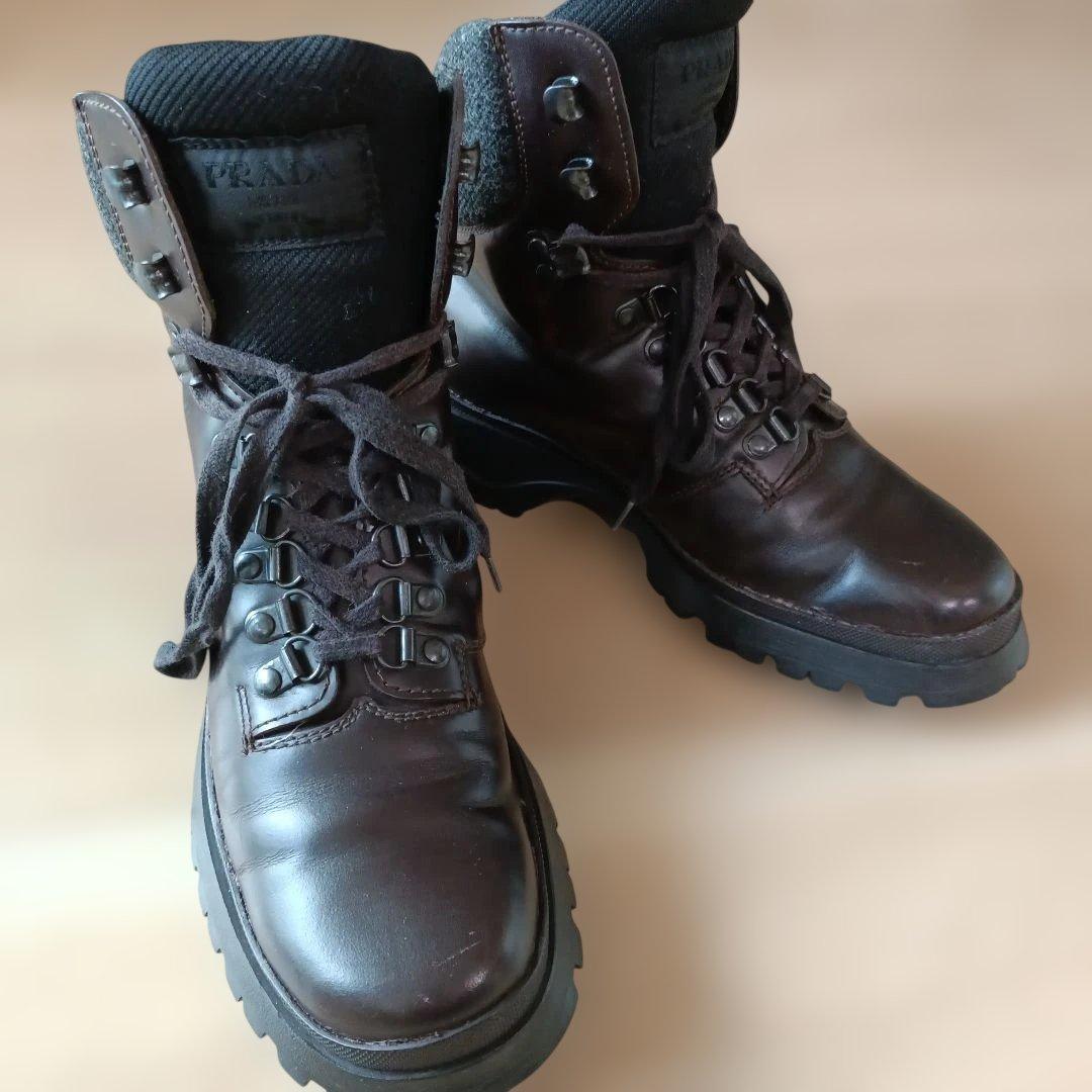 週末SALE✮　PRADA　美品　ブーツ　ショート　トレッキング　ワーク　プラダ