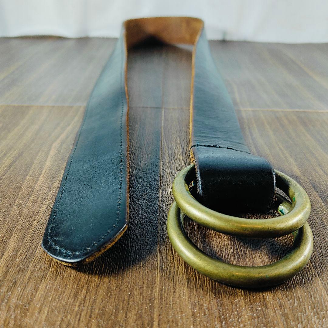 【USA系ヴィンテージ】茶芯艶黒革 USA系　高級本革オイルドレザードレスベルト