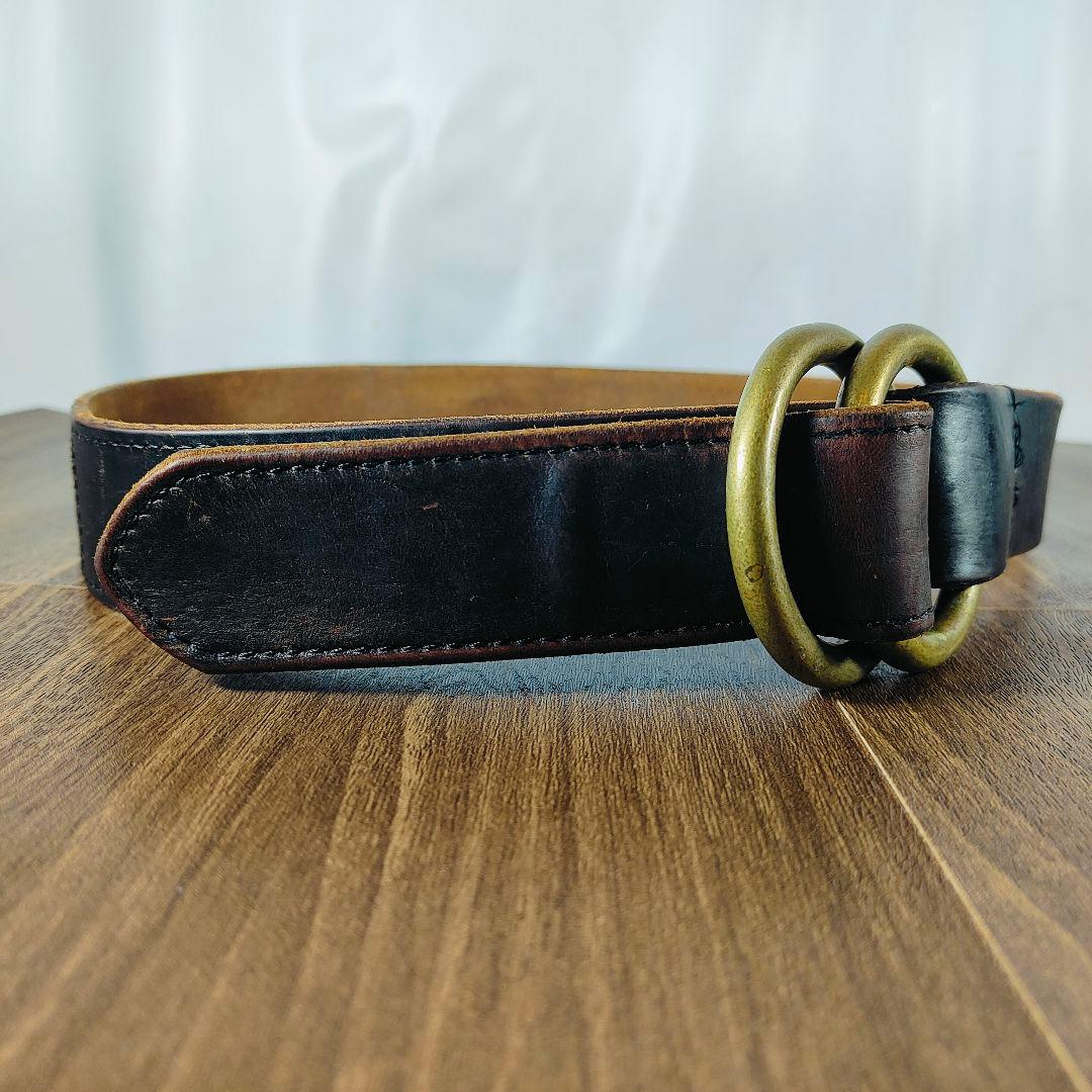 【USA系ヴィンテージ】茶芯艶黒革 USA系　高級本革オイルドレザードレスベルト