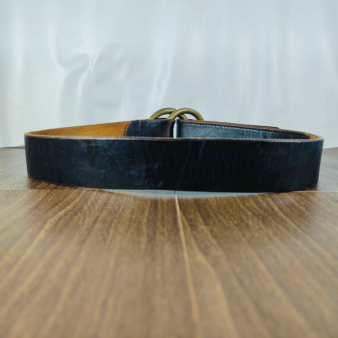 【USA系ヴィンテージ】茶芯艶黒革 USA系　高級本革オイルドレザードレスベルト