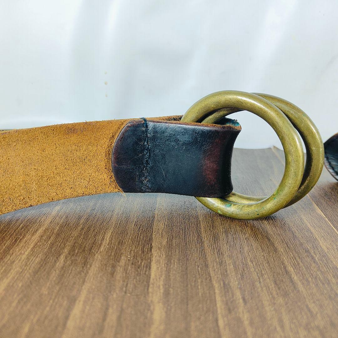 【USA系ヴィンテージ】茶芯艶黒革 USA系　高級本革オイルドレザードレスベルト