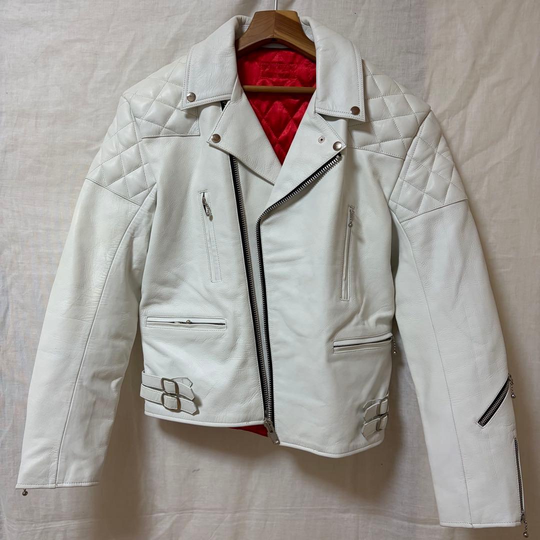 ロンジャン　パテッドライダース　レッドキルティング　白