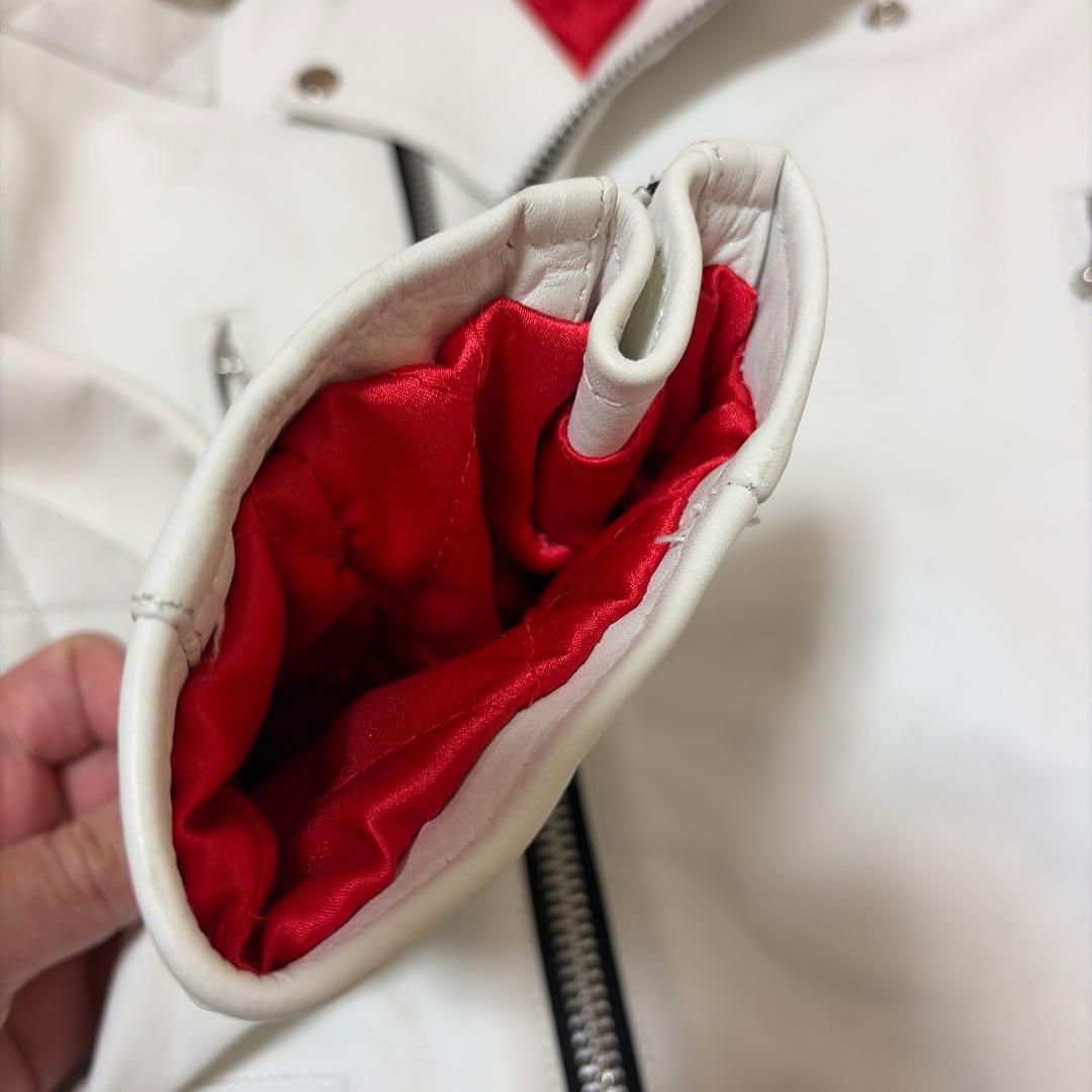 ロンジャン　パテッドライダース　レッドキルティング　白