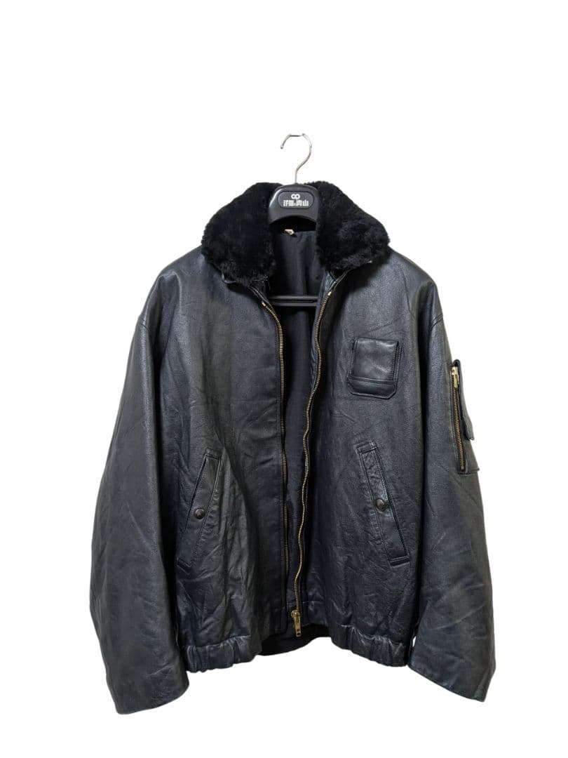 70s~80s フランス軍　パイロット　レザー フライトジャケット