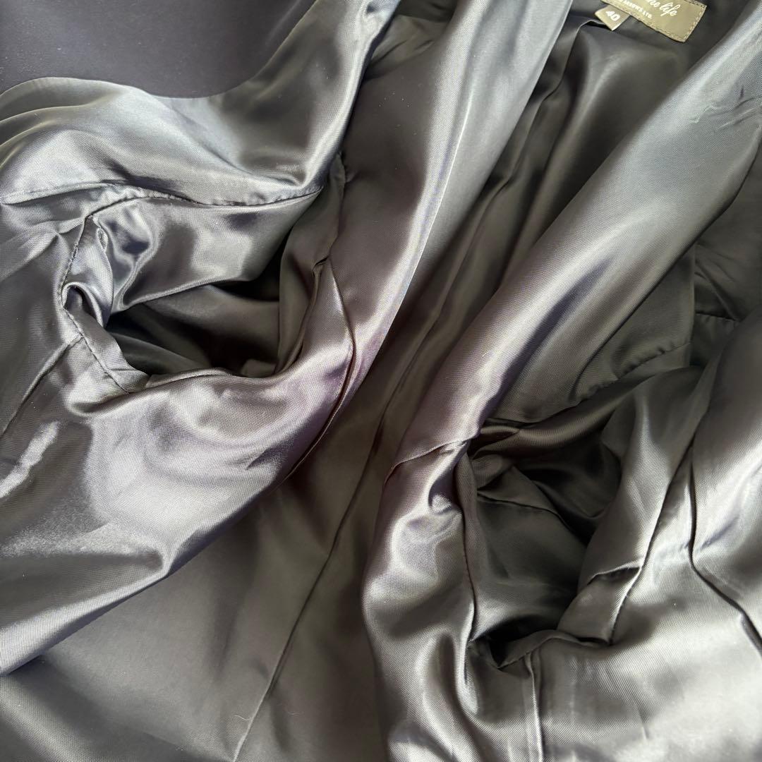 美品✨ユナイテッドアローズ ノーカラージャケット パンツ セットアップ 紺 40