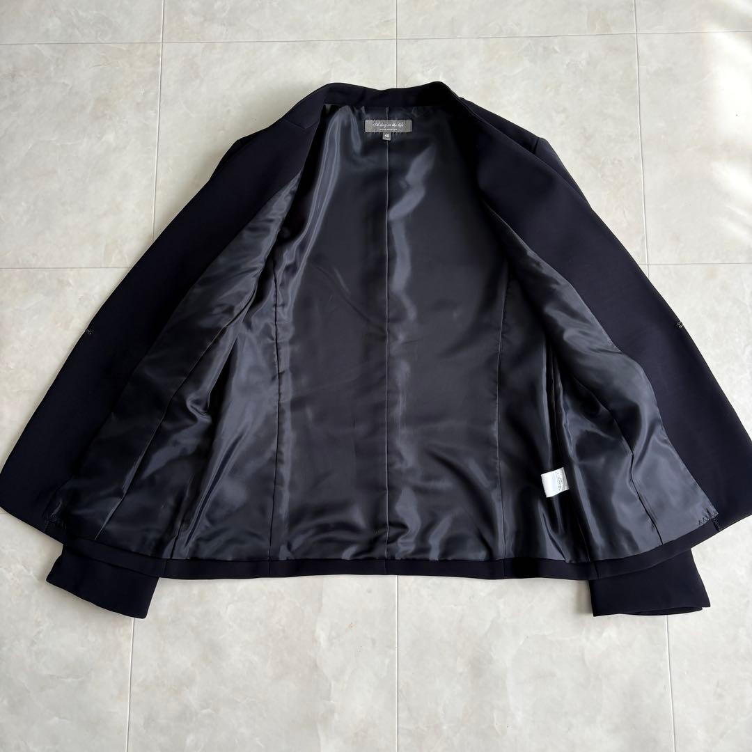 美品✨ユナイテッドアローズ ノーカラージャケット パンツ セットアップ 紺 40