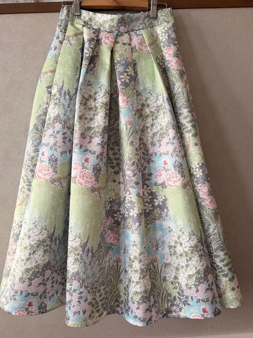 SEVEN TENフラワープリント フレアロングスカート