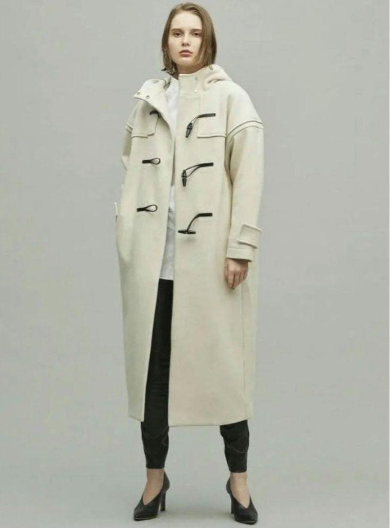 uncrave アンクレイヴ メルトン ダッフルコート M相当　白　ロング