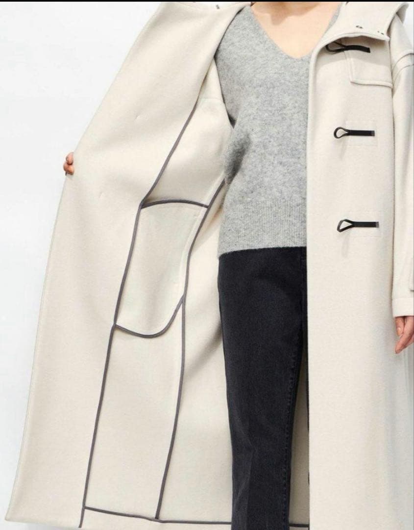 uncrave アンクレイヴ メルトン ダッフルコート M相当　白　ロング