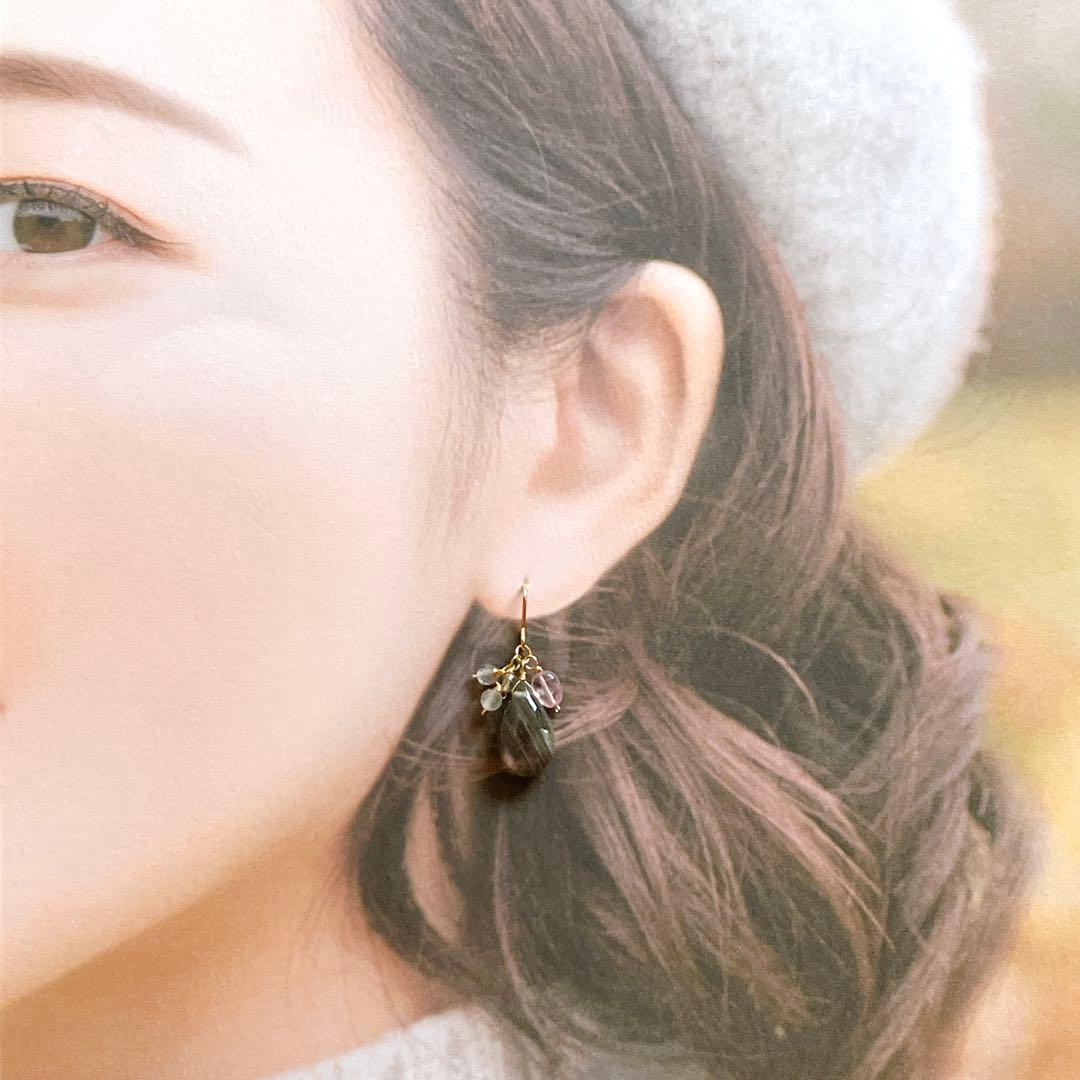 Kaya◆ラブラドライト×ピンクスピネルピアス✧14kgf