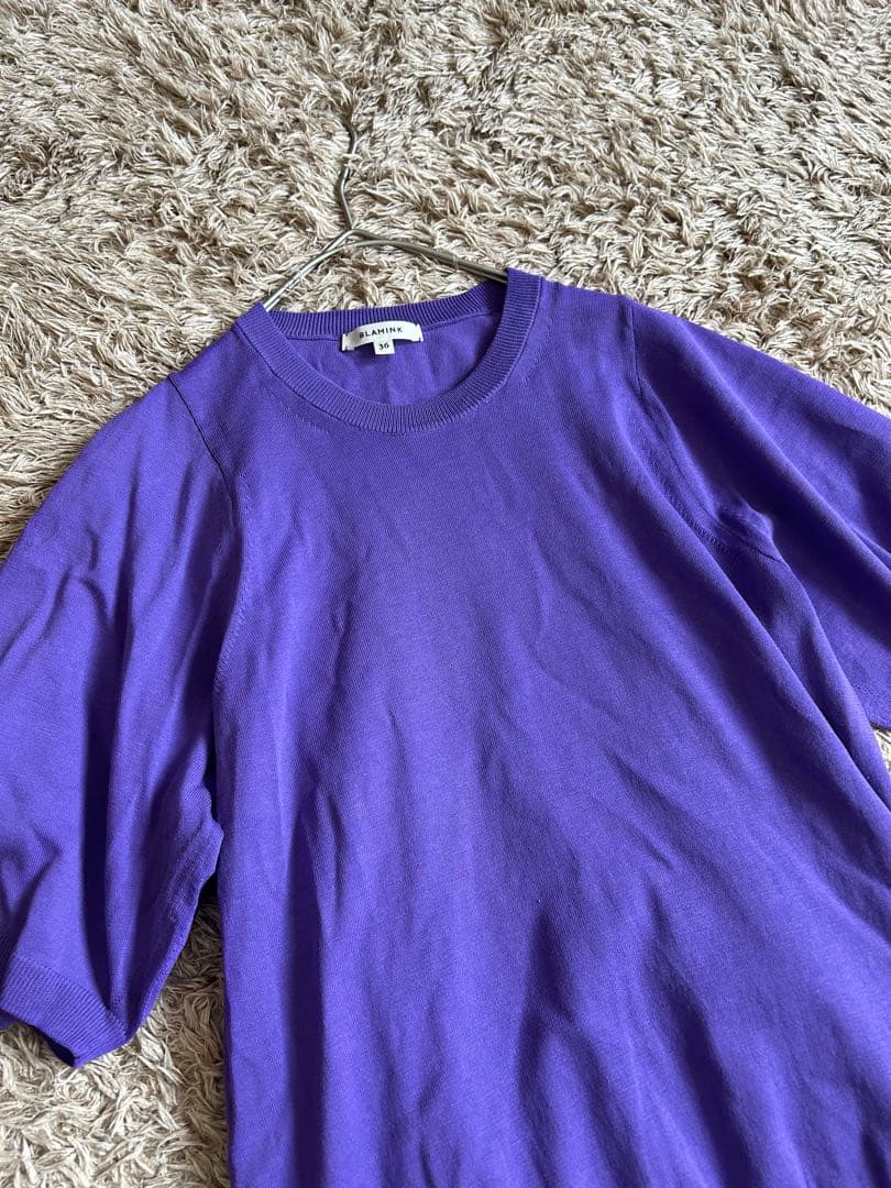 BLAMINK ブラミンク 半袖ニット 36 パープル SC 16G 美品