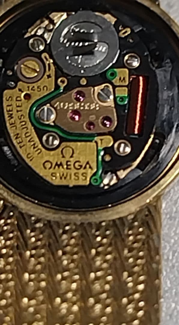 【極美品】OMEGA クォーツ 【GF 金張りケース／金張りメッシュベルト】