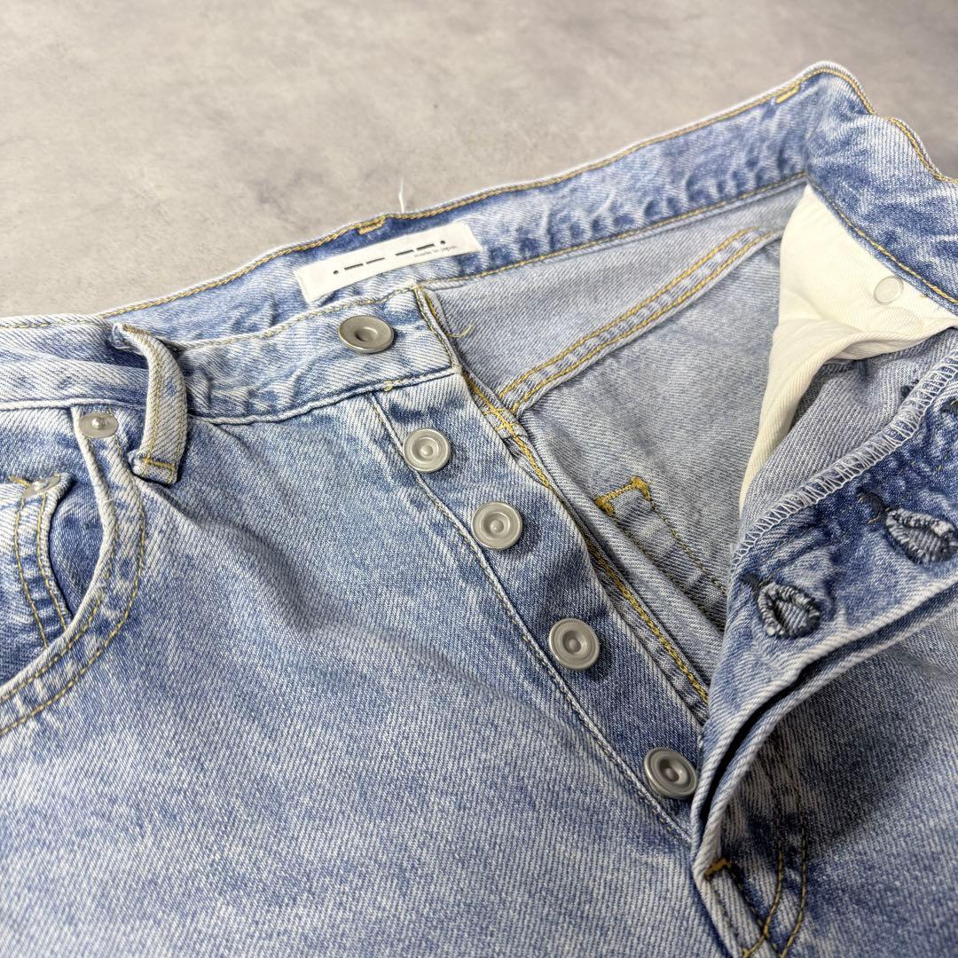 ウィムガゼット Whim Gazette ラインカーブデニム パンツ ブルー