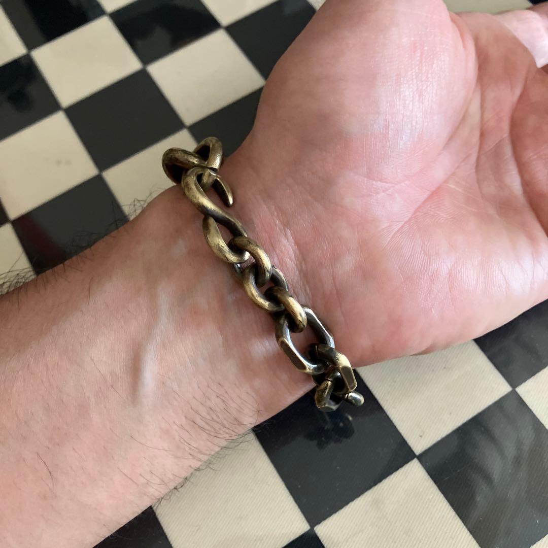 ブラス製 いぶし加工 3種チェーンブレスレット オリジナル品 オンリーワン