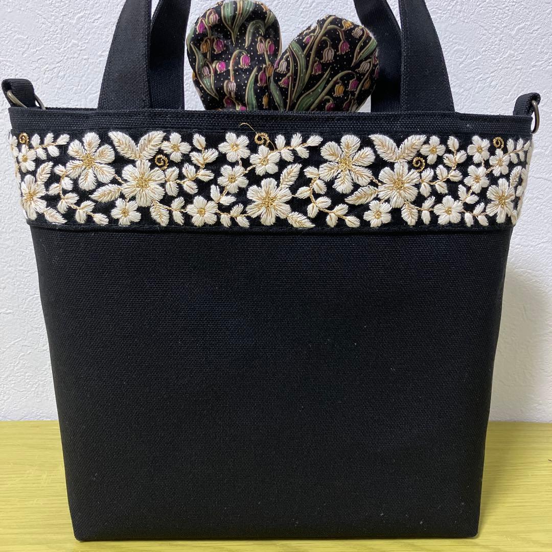 ゆ*ら様 コヤンイサムチョン　リバティ　インド刺繍リボン　帆布　Dカン横33縦2