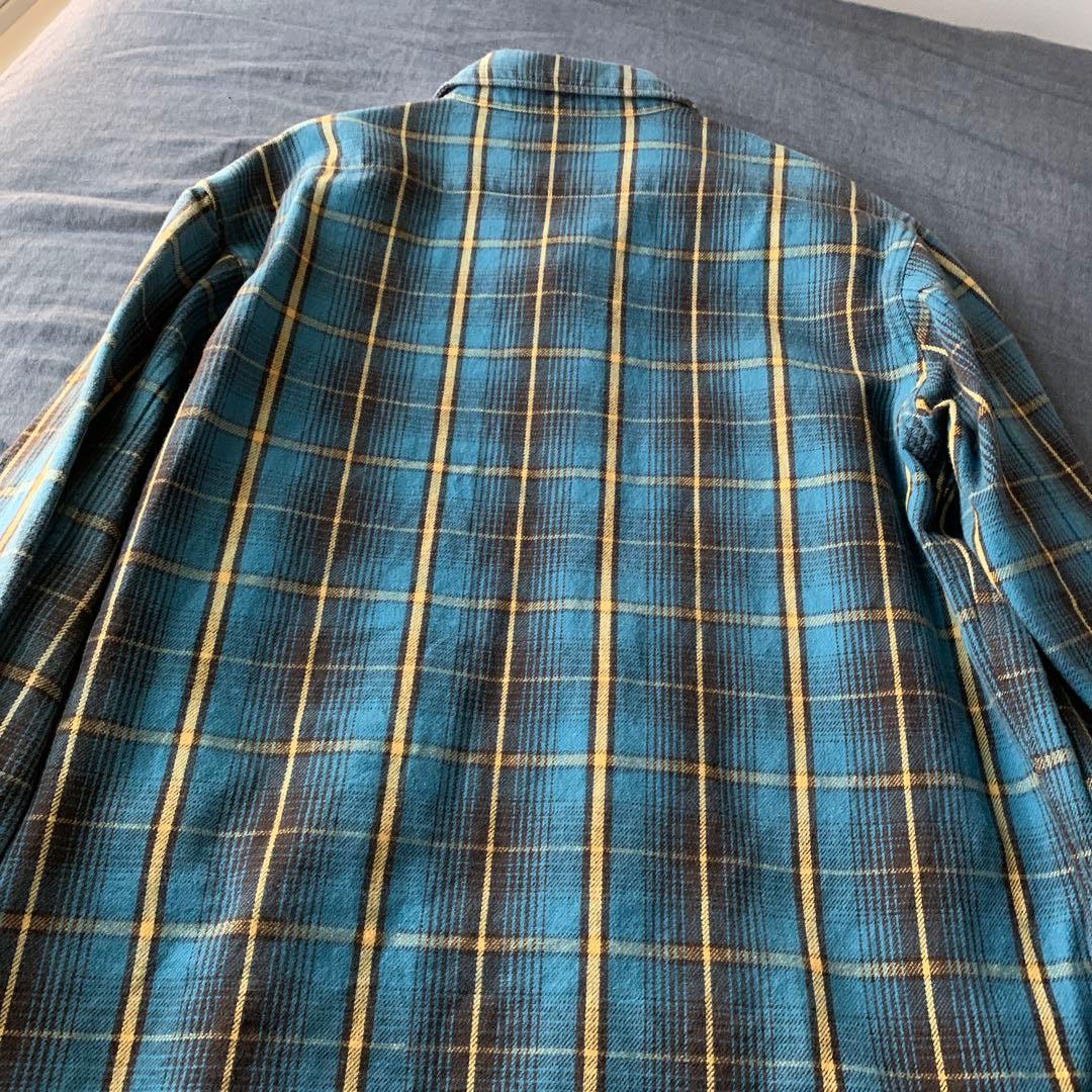 超美品　ヘビーフランネルシャツ　ターコイズブルー　Lサイズ　木村拓哉