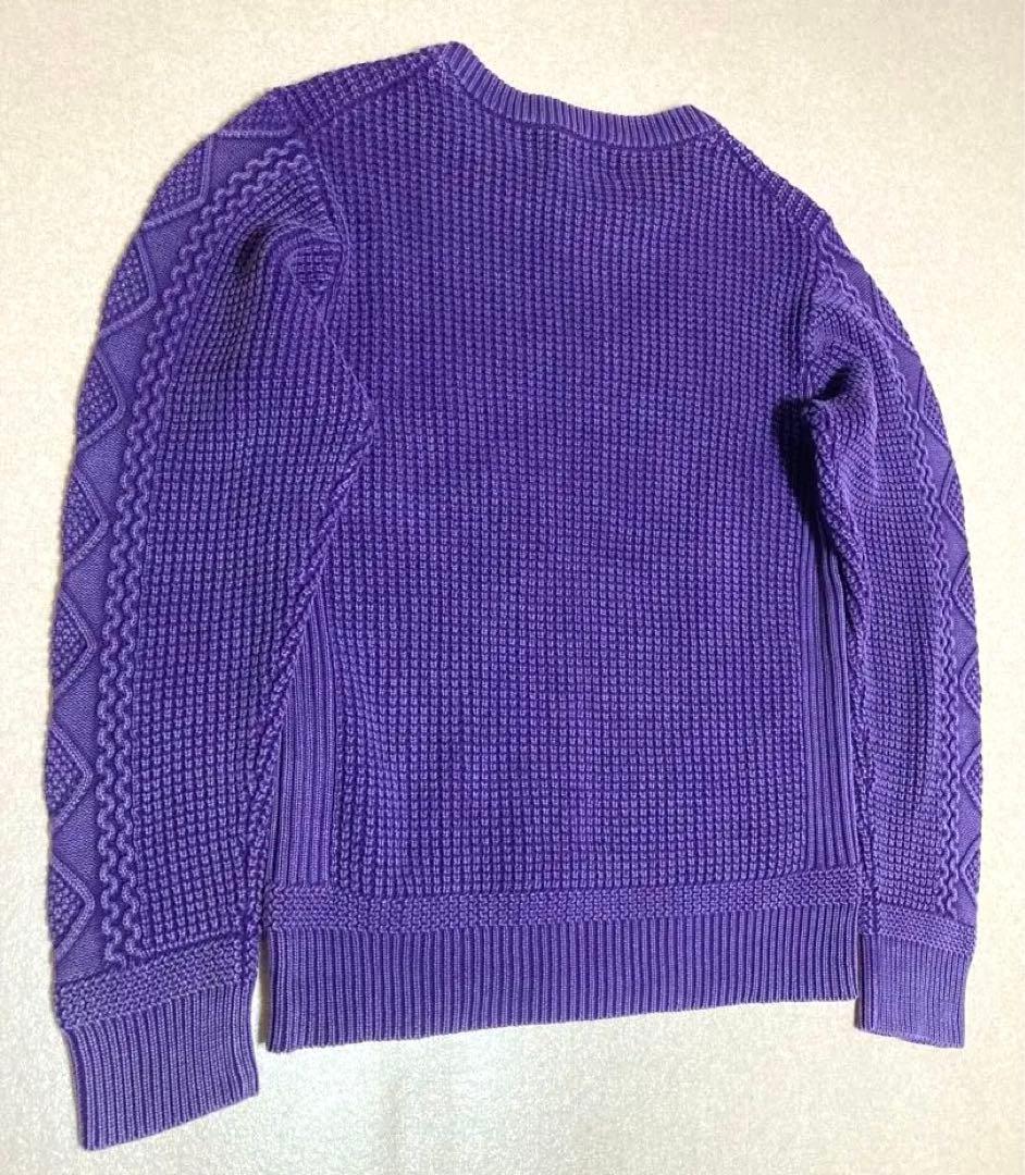 極美品 希少カラー ショット ワッフル クルーネック サーマルニット ケーブル