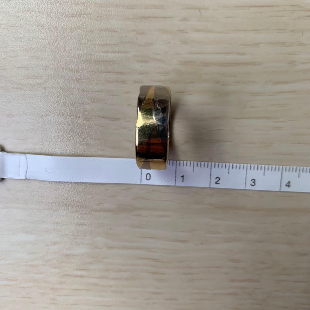 温泉　市松　18金リング　k18 ブラックゴールド　2トーン