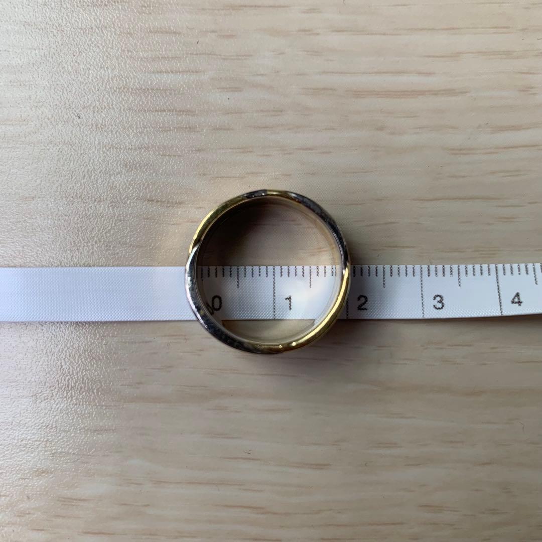 温泉　市松　18金リング　k18 ブラックゴールド　2トーン