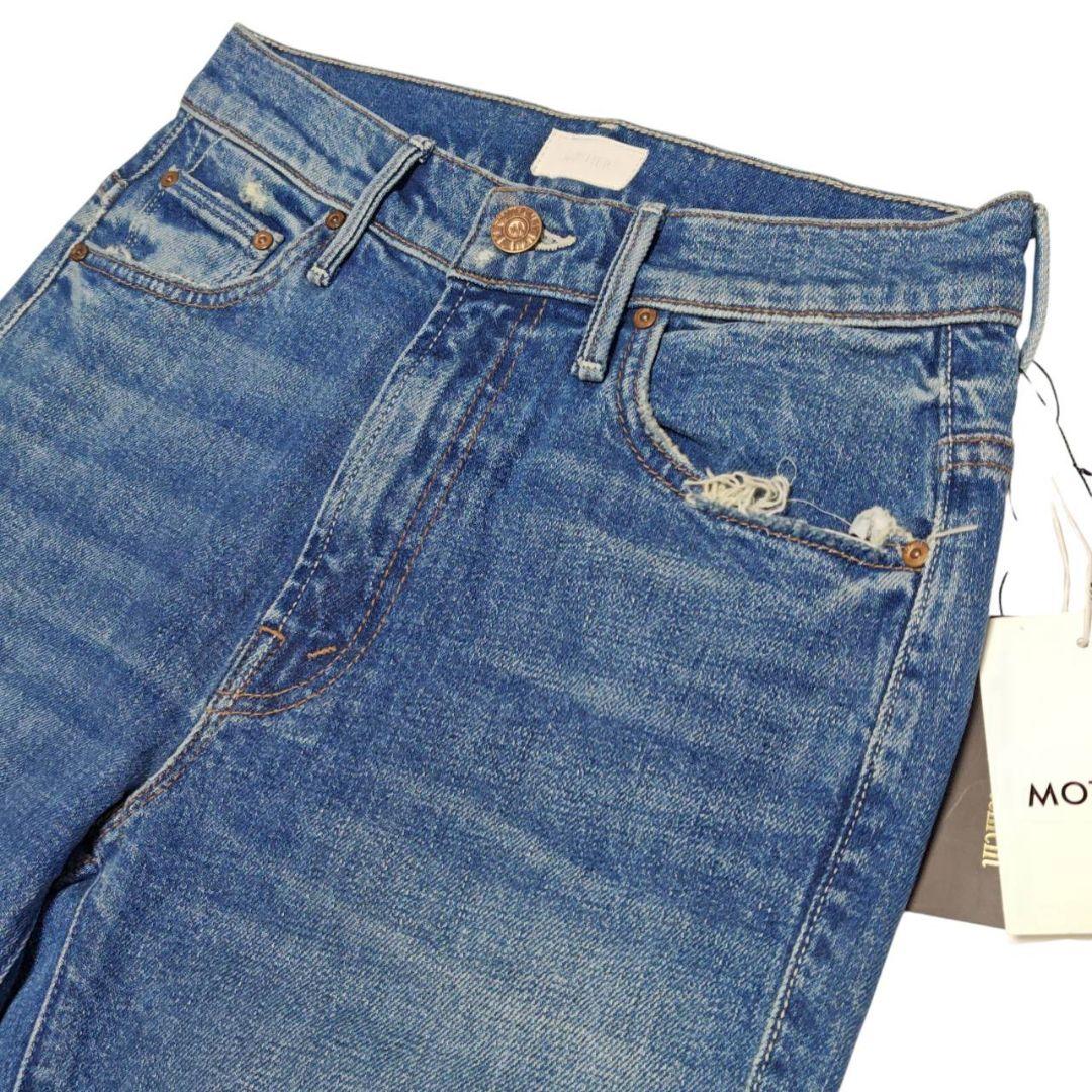 新品 MOTHER インサイダーCROP STEP フレイ 25 ブルー デニム