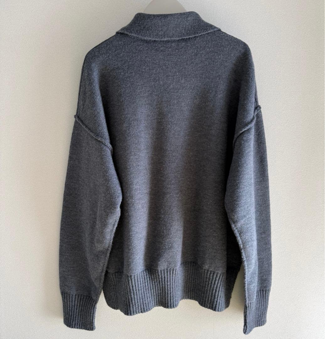 AMI PARIS グレー ニットポロシャツ ハート刺繍 lサイズ 秋冬