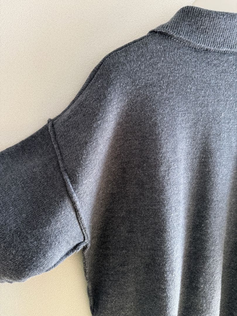 AMI PARIS グレー ニットポロシャツ ハート刺繍 lサイズ 秋冬