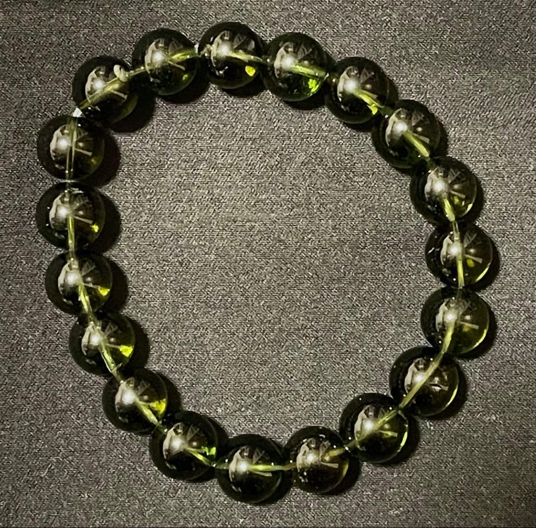 【鑑別予定】超希少モルダバイト ブレスレット10mm×19粒｜深緑・高透明