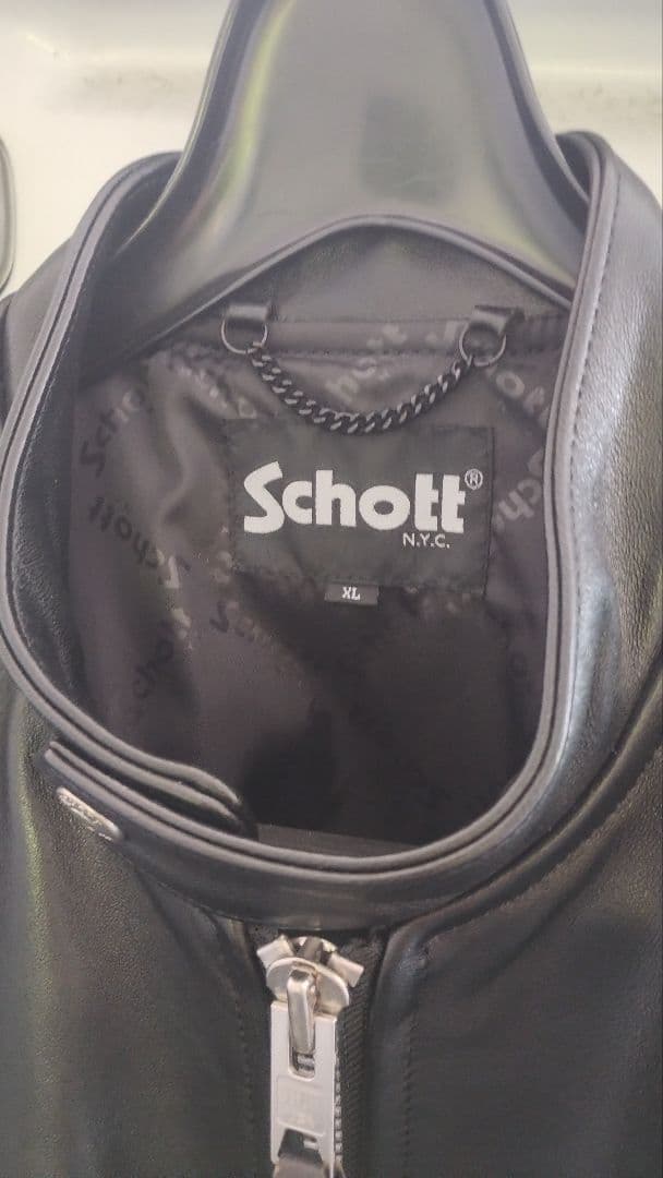 【最終】新品 Schott ショット ライダース シングル 羊革 ブラック XL