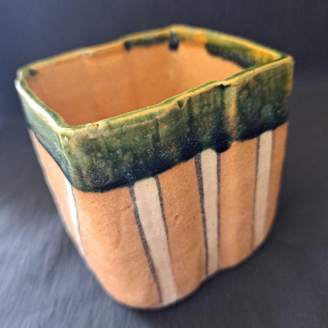 「モダンな織部(おりべ)！」 織部焼向付(むこうづけ)幅8cm 5客セット 骨