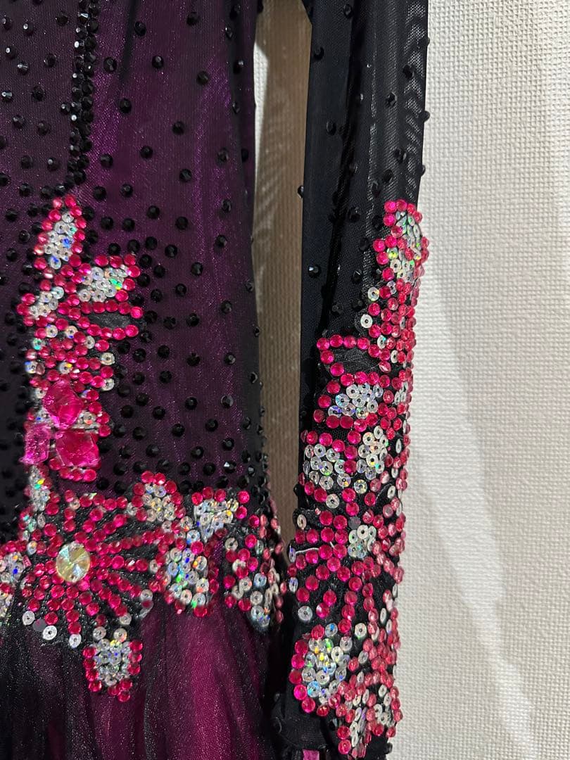 さ*餅様 社交ダンスドレス 黒と紫グラデーションLサイズ　VeRtigoヴァーテ