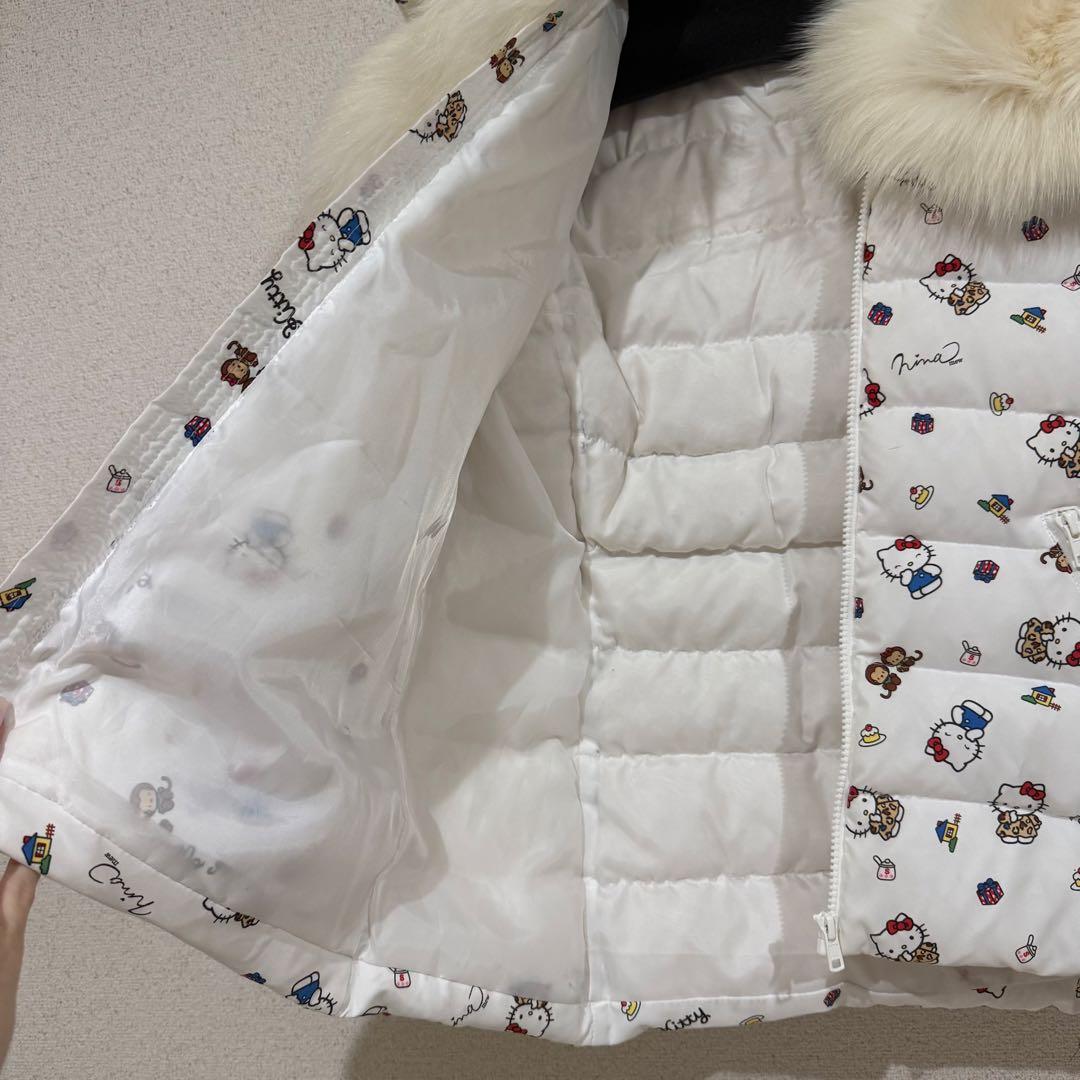 ココ様⭐︎Nina mew キティちゃん柄リアルファー付きダウンコート