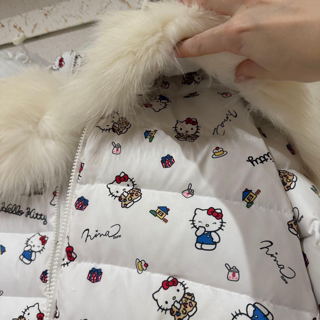 ココ様⭐︎Nina mew キティちゃん柄リアルファー付きダウンコート