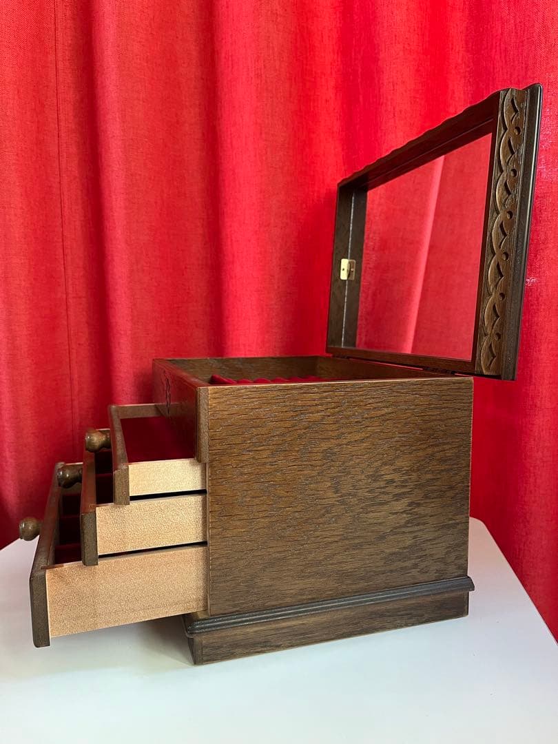 パリの雑貨屋　オーク材　ジュエリーボックス　4段　アクセサリーケース　モダン